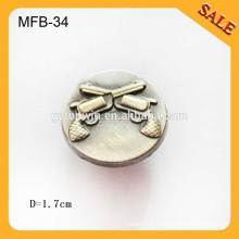 MFB34 Western custom jeans antique brass metal ladies shirt coat button 17mm